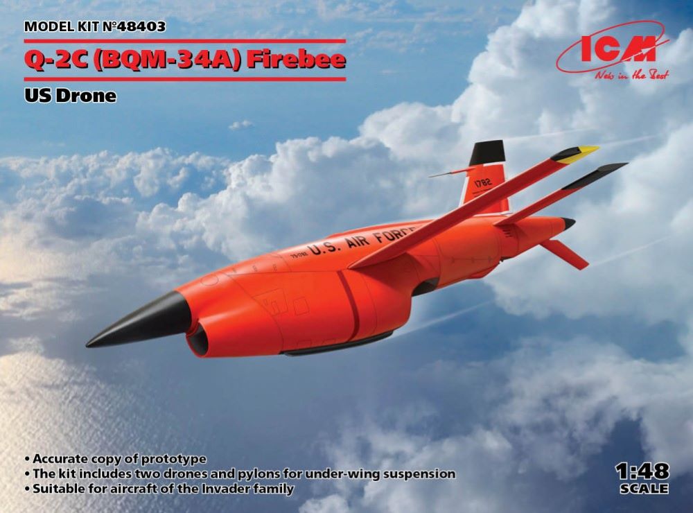 ICM Models 48403 1/48 USAF BQM34A (Q2C) Firebee Drone (2 drones w/pylons)