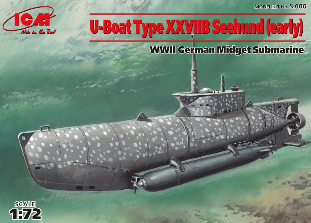 ICM Models 6 1/72 WWII German U-Boat Type XXVIIB Seehund (Early) Midget Submarine