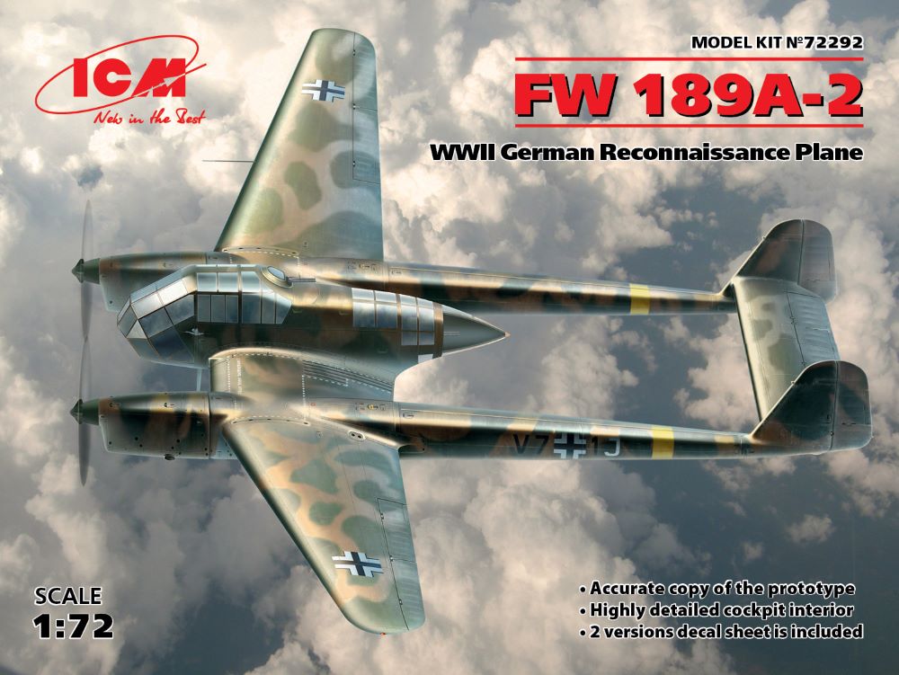 ICM Models 72292 1/72 WWII German Fw189A2 Recon Aircraft