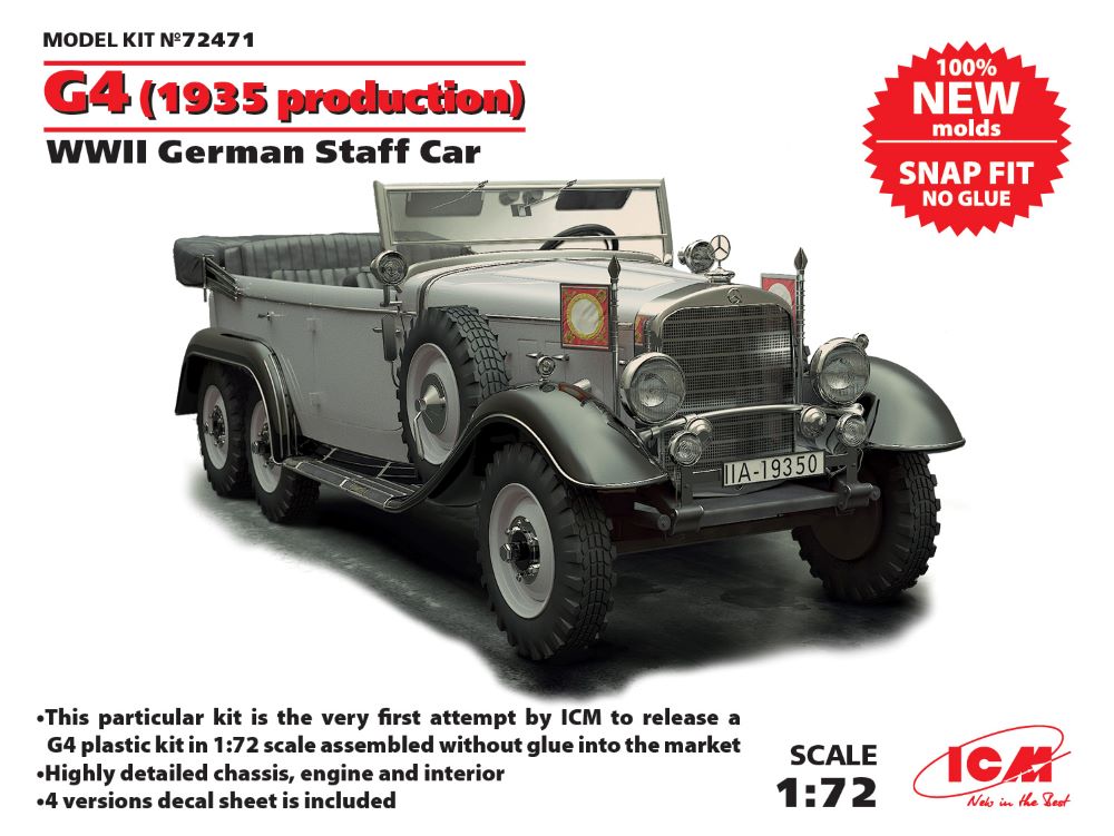 ICM Models 72471 1/72 WWII German G4 1935 Production Staff Car (Snap)