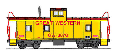 Intermountain Railway 1075 HO Scale CA-3 & CA-4 Caboose - Ready to Run - Centralia Car Shops -- Great Western #3870 (ex-UP, Armour Yellow, red)