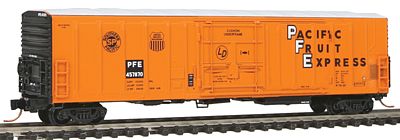 Intermountain Railway 68801 N Scale R-70-20 Mechanical Reefer w/Keystone Underframe & Early Roof - Ready to Run -- Pacific Fruit Express (orange, black, white, black Reporting Mark Field)