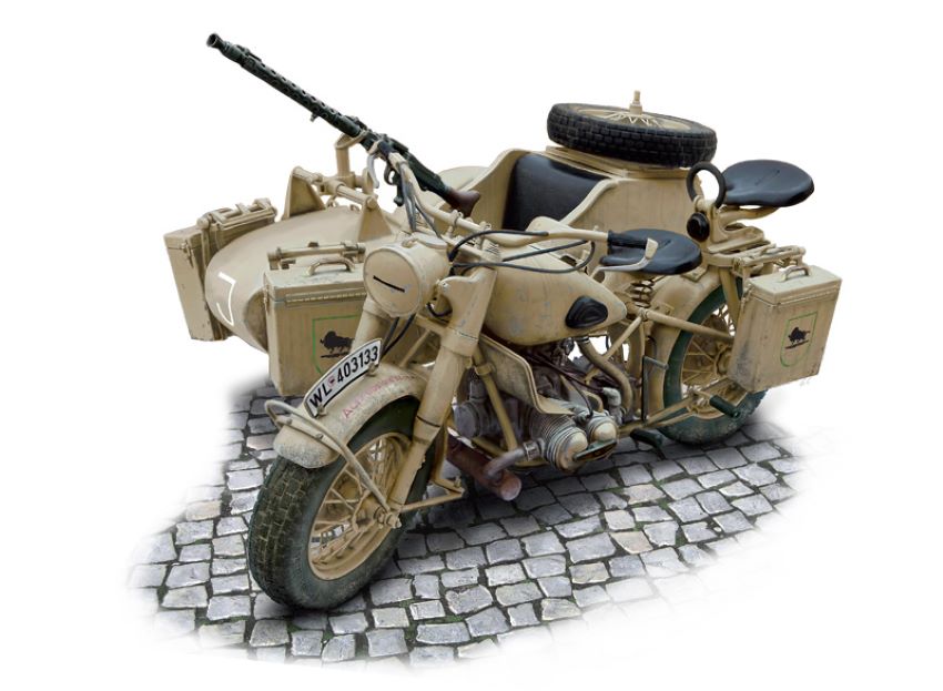 Italeri 7403 1/9 BMW R75 German Military Motorcycle w/Sidecar