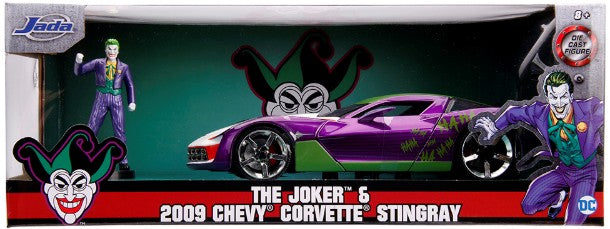 Jada 31199 1/24 DC Comics 2009 Chevy Corvette Stingray Car w/Joker Figure
