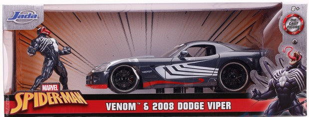Jada 31750 1/24 Marvel Spiderman 2008 Dodge Viper Car w/Venom Figure