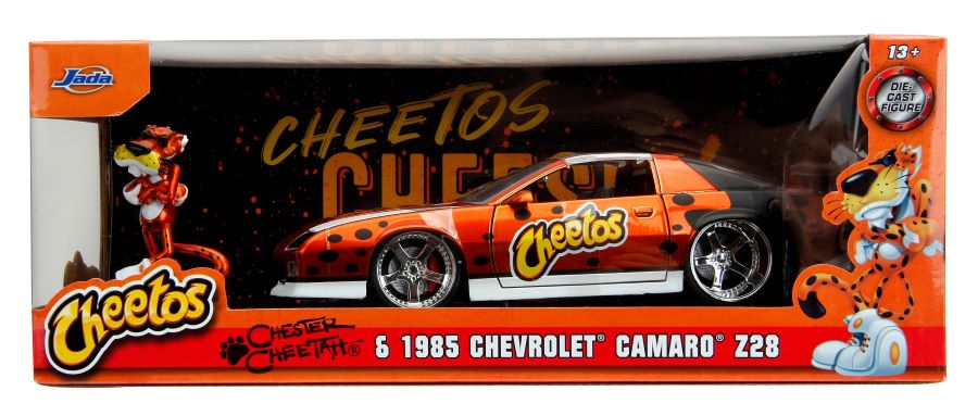 Jada 34384 1/24 Cheetos 1985 Chevrolet Camaro Z28 w/Chester Cheetah Figure