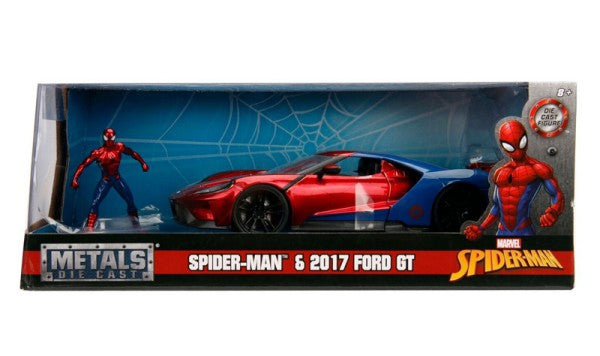 Jada 99725 1/24 Marvel Spiderman 2017 Ford GT Car w/Spiderman Figure