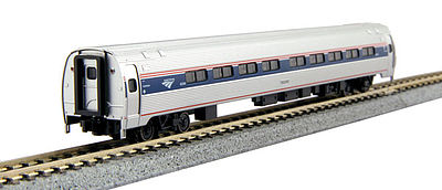 Kato 1068002 N Scale Amfleet I Coach 2-Pack - Ready to Run -- Amtrak #82039, 82755 (Set A: Phase VI; Wide blue Stripe, Travelscape Logo)