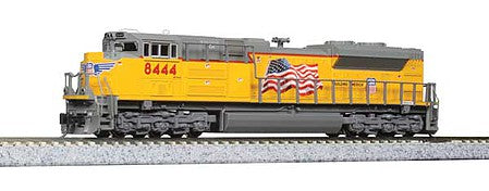 Kato 1768438 N Scale EMD SD70ACe - Standard DC -- Union Pacific 8497 (Armour Yellow, gray; Building America Logo, US Flag)