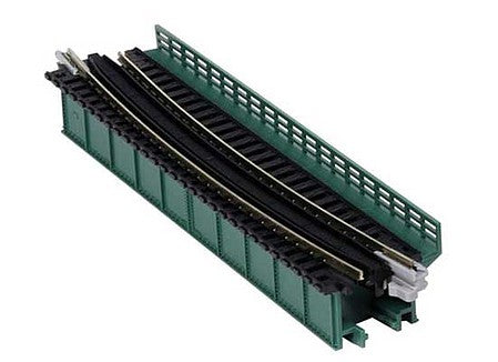 Kato 20466 N Scale Single-Track Curved Deck-Girder Bridge, Code 80 Track - Assembled - Unitrack -- 17-5/8" 448mm Radius, 15 Degrees (green)