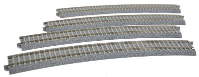 Kato 2242 HO Scale Superelevated Easement Curve Track w/Concrete Ties - Unitrack -- 28-3/4" 730mm Radius, 22.5 Degree Sections, 1 Each Left & Right