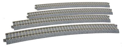 Kato 2251 HO Scale Superelevated Curve Track w/Concrete Ties - Unitrack -- 31-1/8" 790mm Radius, 22.5 Degree Sections pkg(4)