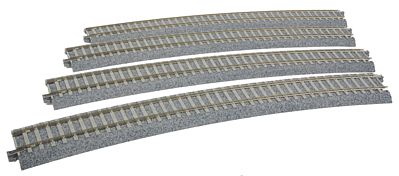 Kato 2252 HO Scale Superelevated Easement Curve Track w/Concrete Ties - Unitrack -- 31-1/8" 790mm Radius, 22.5 Degree Sections, 1 Each Left & Right