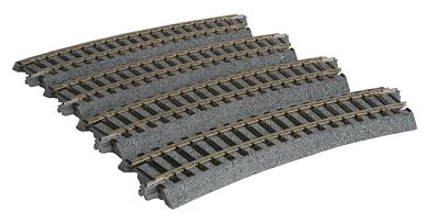 Kato 2280 HO Scale Curved Roadbed Track Section - Unitrack -- 22.5-Degree Section, 14-1/2" 370mm Radius pkg(4)