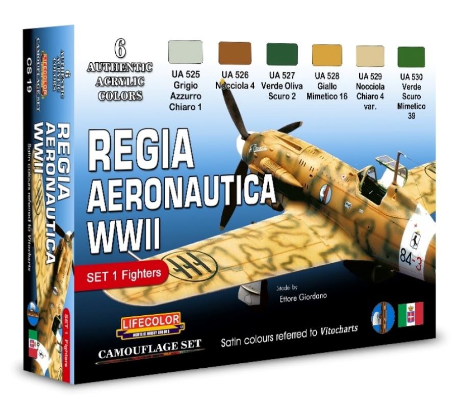 Lifecolor CS19 Italian WWII Fighters #1 Camouflage Acrylic Set (6 22ml Bottles)