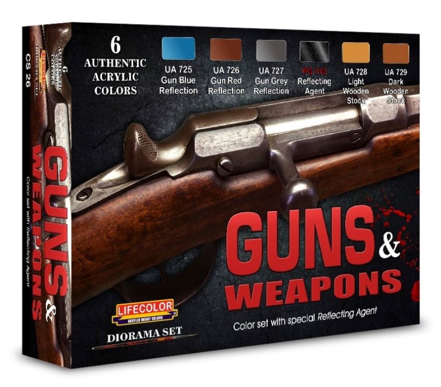 Lifecolor CS26 Guns & Weapons Acrylic Set (6 22ml Bottles)