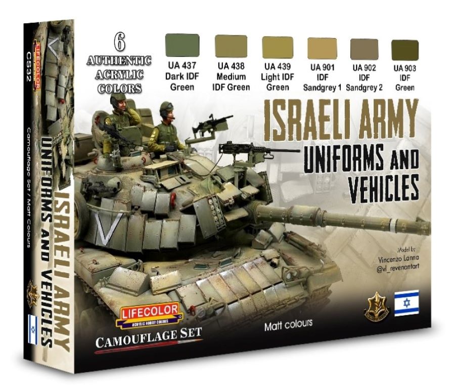 Lifecolor CS32 Israeli Army Vehicles & Uniforms Camouflage Acrylic Set (6 22ml Bottles)