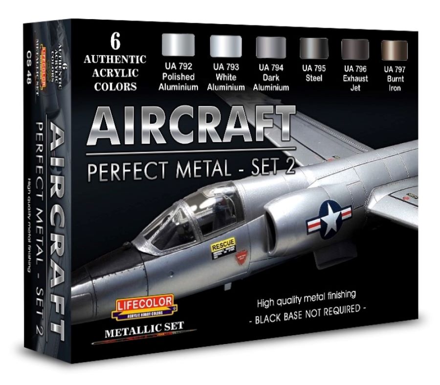 Lifecolor CS48 Aircraft Perfect Metal #2 Diorama Acrylic Set (6 22ml Bottles)