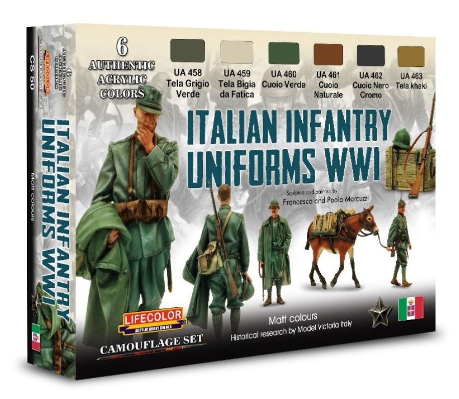 Lifecolor CS50 Italian WWI Infantry Uniform Camouflage Acrylic Set (6 22ml Bottles)