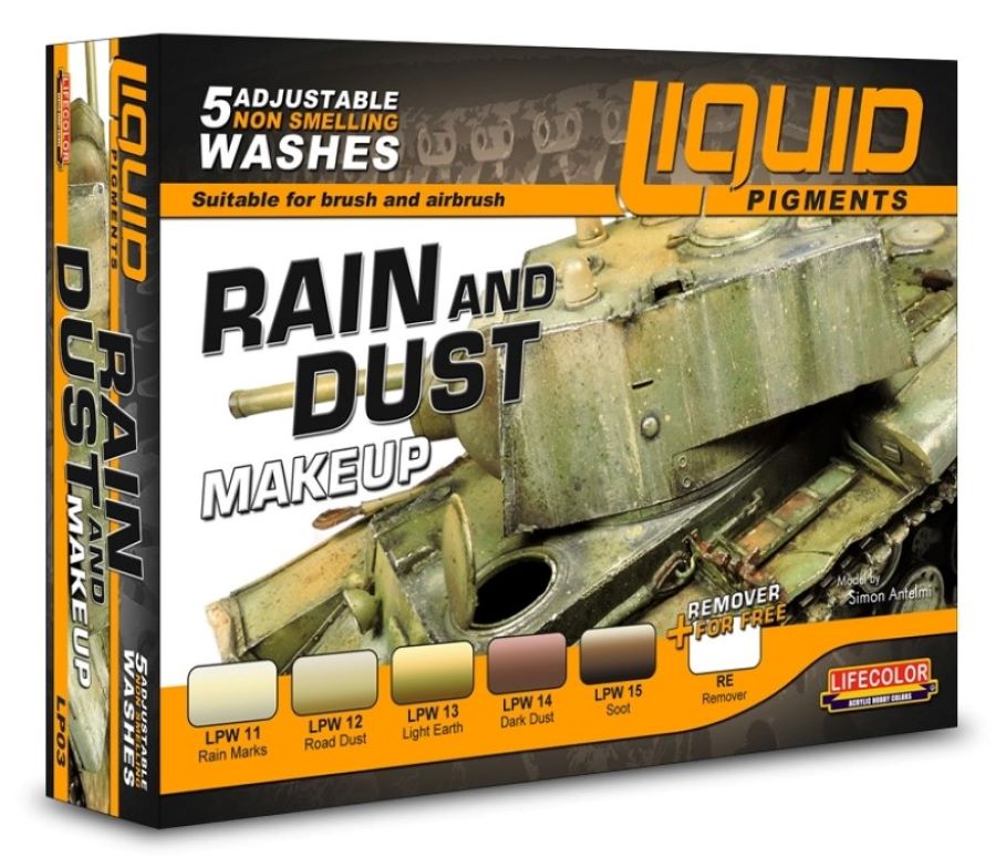 Lifecolor LP3 Rain & Dust Weathering Liquid Pigments Set (6 22ml Bottles)