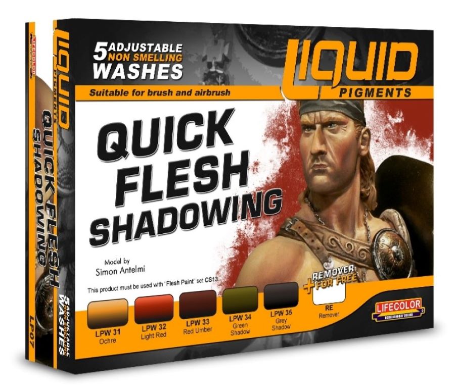 Lifecolor LP7 Quick Flesh Shadowing Liquid Pigments Set (6 22ml Bottles)