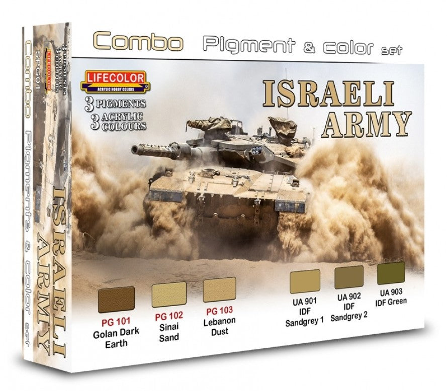 Lifecolor SPG1 Israeli Army Pigment & Color Acrylic Set (6 22ml Bottles)