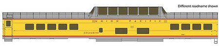 Walthers Proto 920-18052 HO Scale 85' ACF Dome Coach Union Pacific(R) Heritage Fleet - Ready to Run - Standard -- UPP #7015 Challenger (Armour Yellow, gray, red)