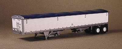 Lonestar Models 6005 HO Scale Wilson 43' Pacesetter Grain Trailer - Kit -- Molded Aluminum Parts w/Painted Panels (white) & Blue Tarp