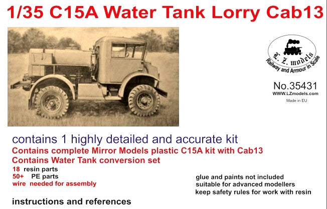 LZ Models 35431 1/35 C15A Cab 13 Water Tank Lorry Truck (Plastic) (D)