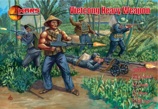 Mars Models 32030 1/32 Vietnam War Vietcong Heavy Weapon Soldiers (12) w/Guns (2)