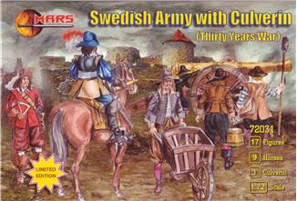Mars Models 72031 1/72 Thirty Years War Swedish Army w/Large Siege Gun (17 w/9 Horses)