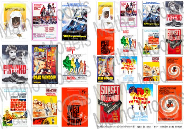 Matho Models 35103 1/35 Movie Posters 1950s & 1960s Printed Paper (24) (12 different types in 2 sizes)