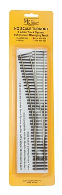 Micro Engineering 14712 HO Scale Code 83 Ladder Track System Turnout -- #5b Left Hand Curved Diverging Track