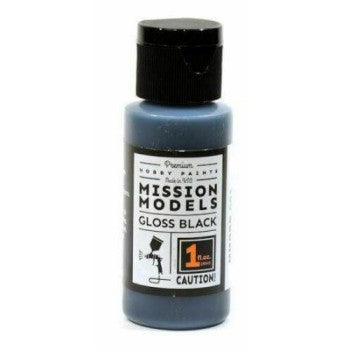 Mission Models Paints BB1 1oz Bottle Gloss Black Base Acrylic Paint for Chrome (6/Bx)