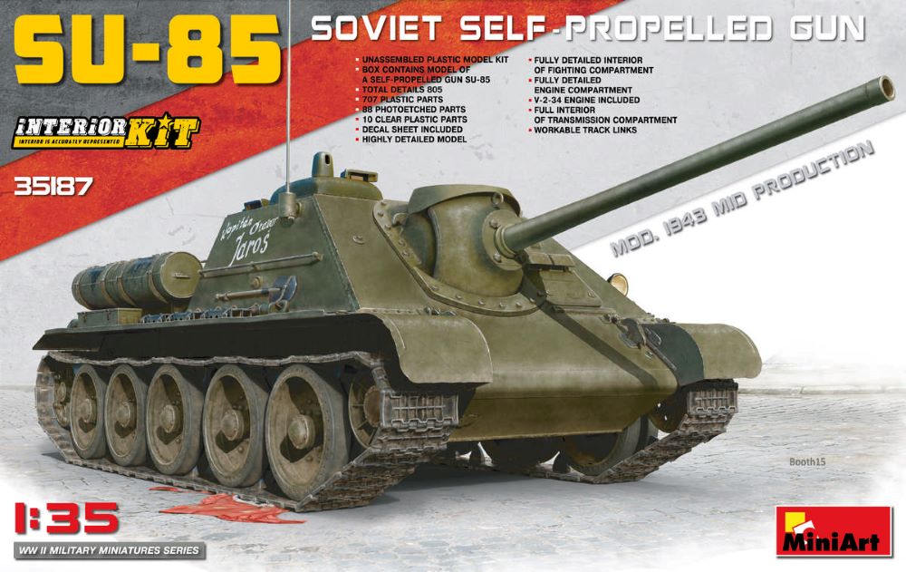 MiniArt 35187 1/35 WWII Soviet Su85 Mod 1943 Mid Production Self-Propelled Gun Tank w/Full Interior