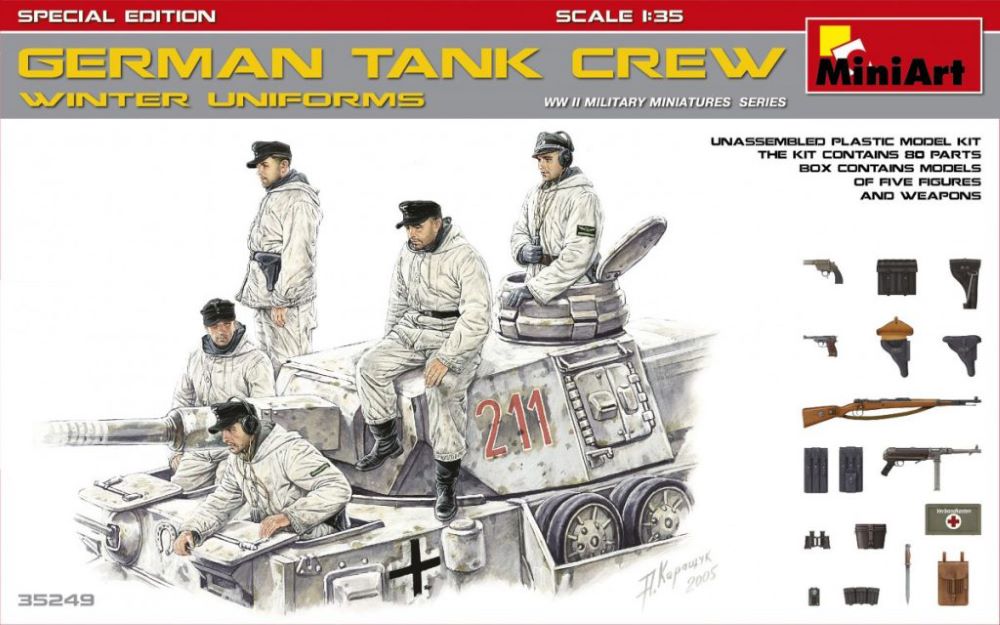 MiniArt 35249 1/35 WWII German Tank Crew Winter Uniforms (5) w/Weapons (Special Edition)