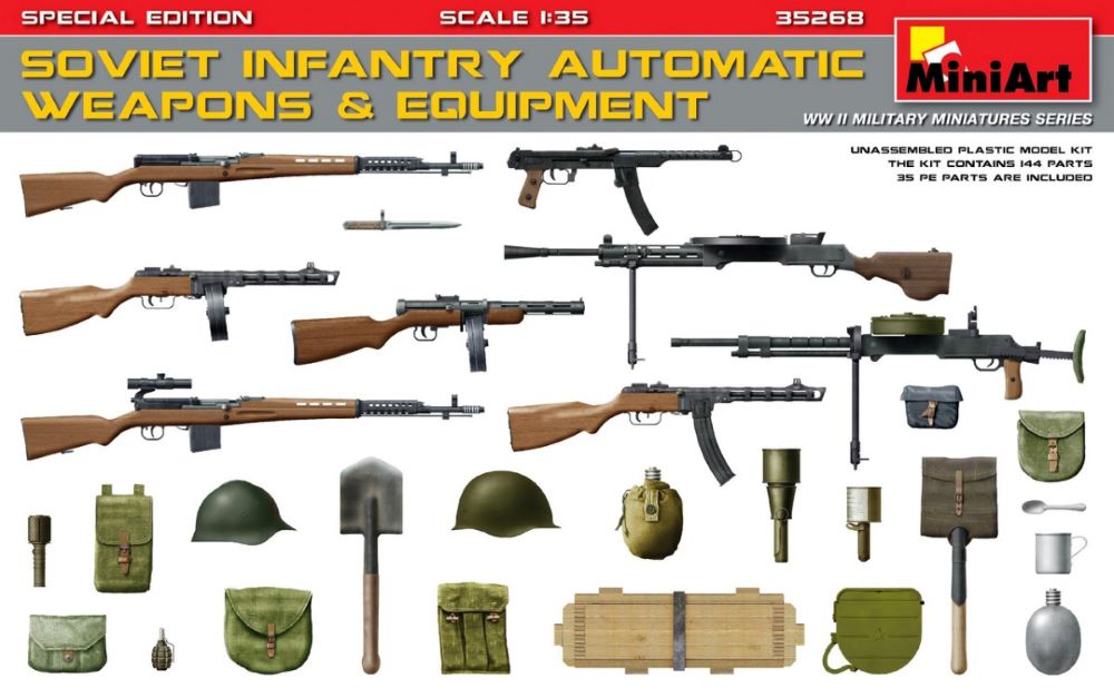 MiniArt 35268 1/35 WWII Soviet Infantry Automatic Weapons & Equipment (Special Edition)