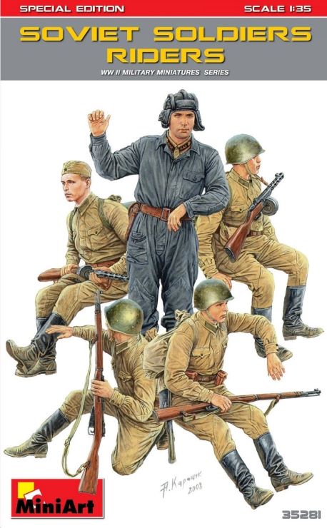 MiniArt 35281 1/35 WWII Soviet Soldiers Riders (5) w/ Weapons & Equipment (Special Edition)