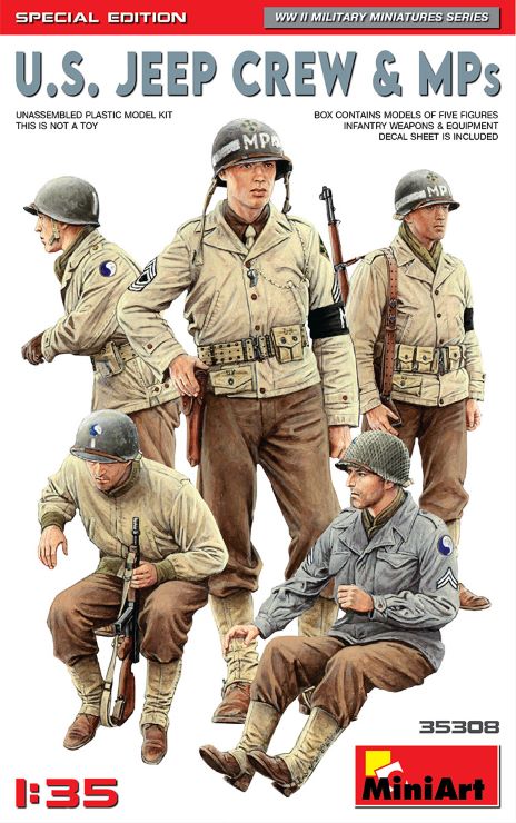 MiniArt 35308 1/35 WWII US Jeep Crew & MP's (5) (Special Edition)