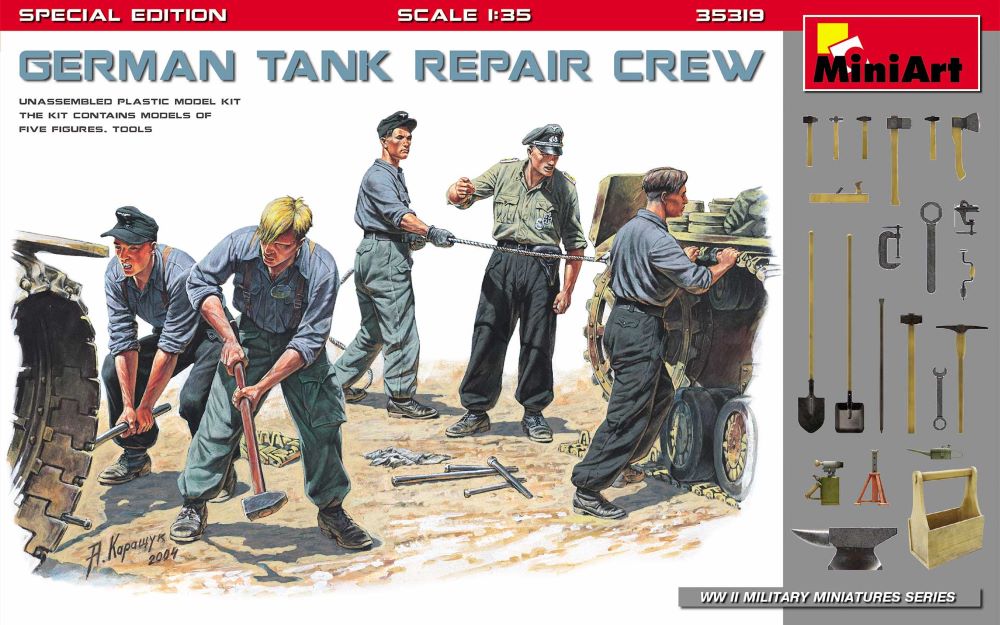 MiniArt 35319 1/35 WWII German Tank Repair Crew (5) w/Tools (Special Edition)
