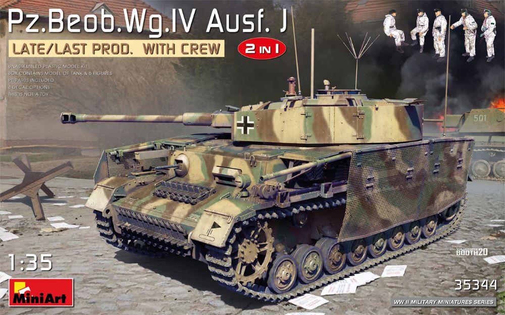 MiniArt 35344 1/35 WWII PzBeobWg IV Ausf J Late/Last Production Tank w/5 Crew (2 in 1)