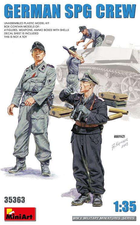 MiniArt 35363 1/35 WWII German SPG Crew (4) w/Ammo Boxes & Weapons