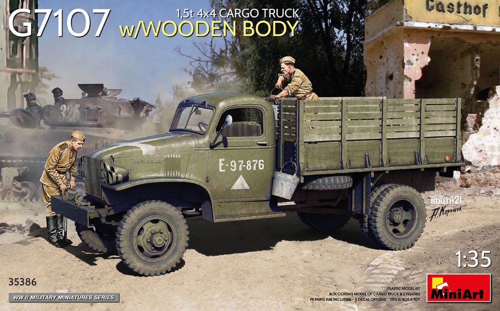 MiniArt 35386 1/35 WWII G7107 4x4 1.5-Ton Cargo Truck w/Wooden Stake Body