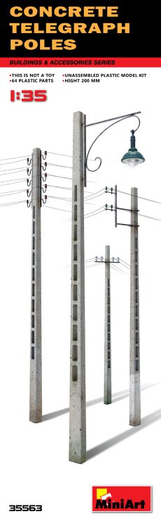 MiniArt 35563 1/35 Concrete Telegraph Poles (4 diff. types)