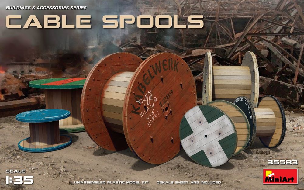 MiniArt 35583 1/35 Cable Spools (6 w/20 decal options)