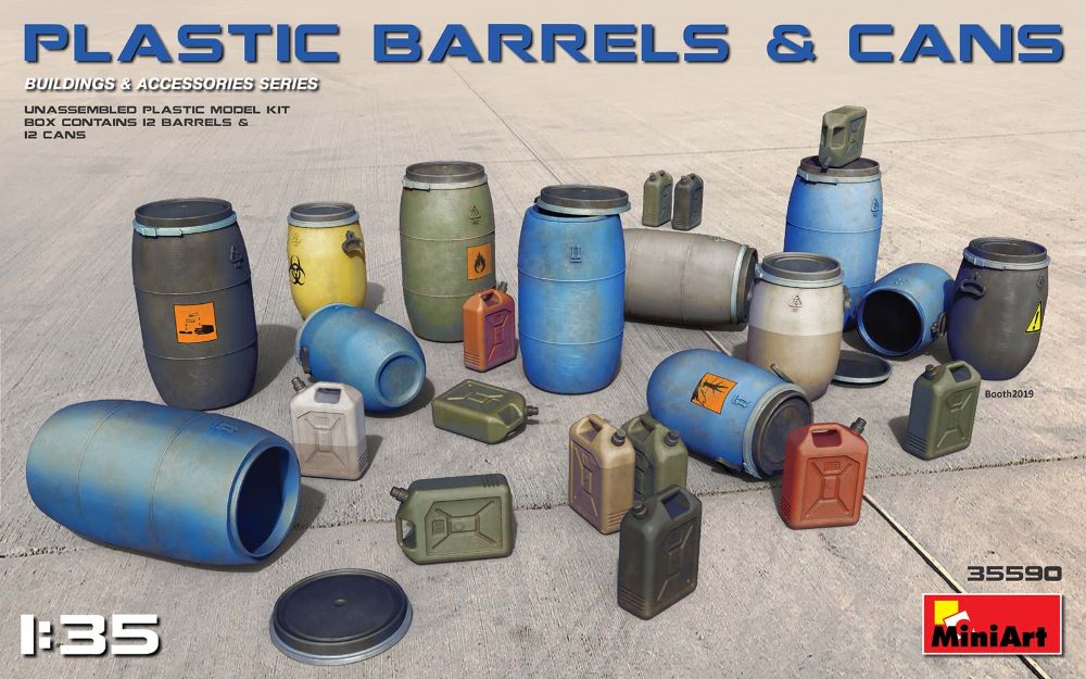 MiniArt 35590 1/35 Plastic Barrels & Cans (12 each)