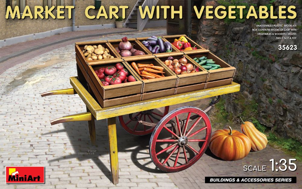 MiniArt 35623 1/35 Market Cart w/Vegetables & Wooden Crates