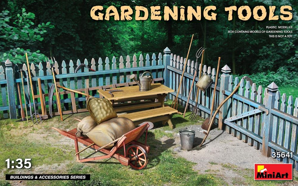 MiniArt 35641 1/35 Gardening Tools w/Wheel Barrow & Table