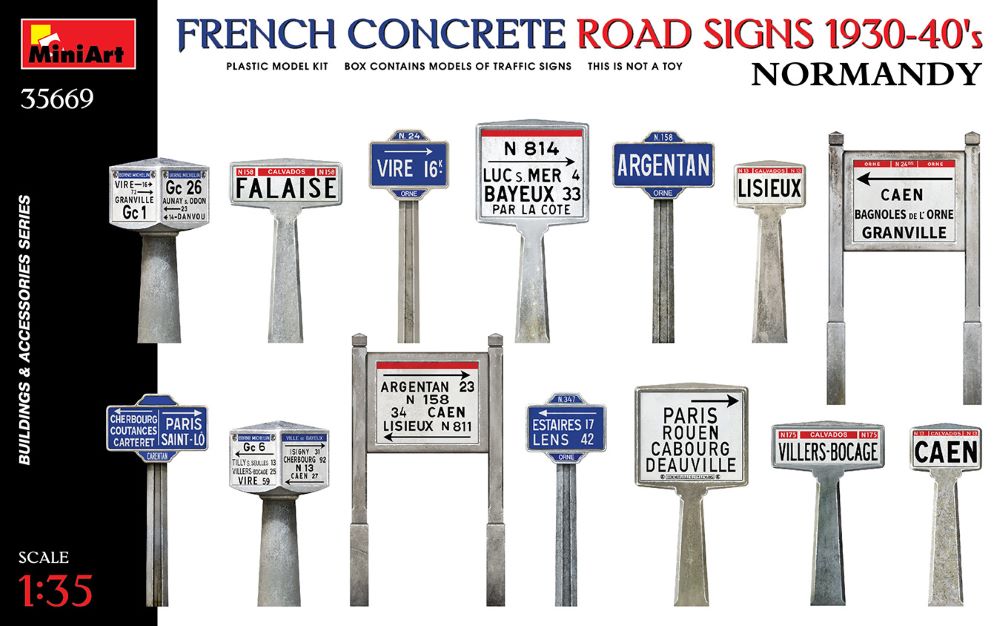 MiniArt 35669 1/35 French Concrete Road Signs Normandy 1930-40s