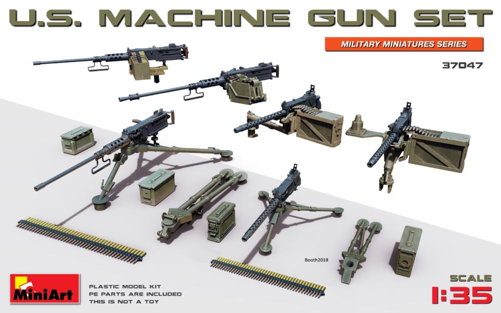 MiniArt 37047 1/35 US Machine Gun Set (6 different guns, stands, ammo boxes)